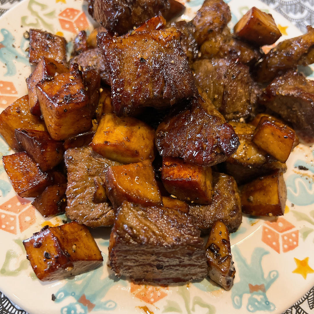 黑胡椒杏鲍菇牛肉粒