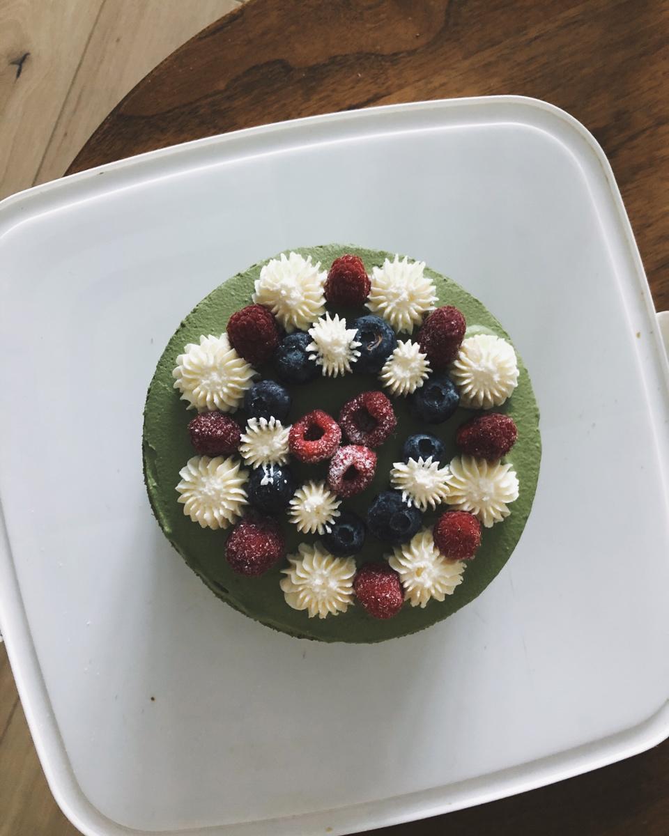 抹茶草莓奶油蛋糕