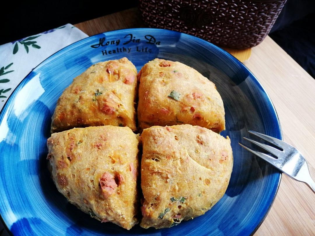 南瓜全麦司康୧⍤⃝🏵（减脂无油葱香火腿馅）