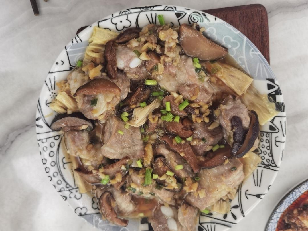 广东家常菜|腐竹蒸排骨