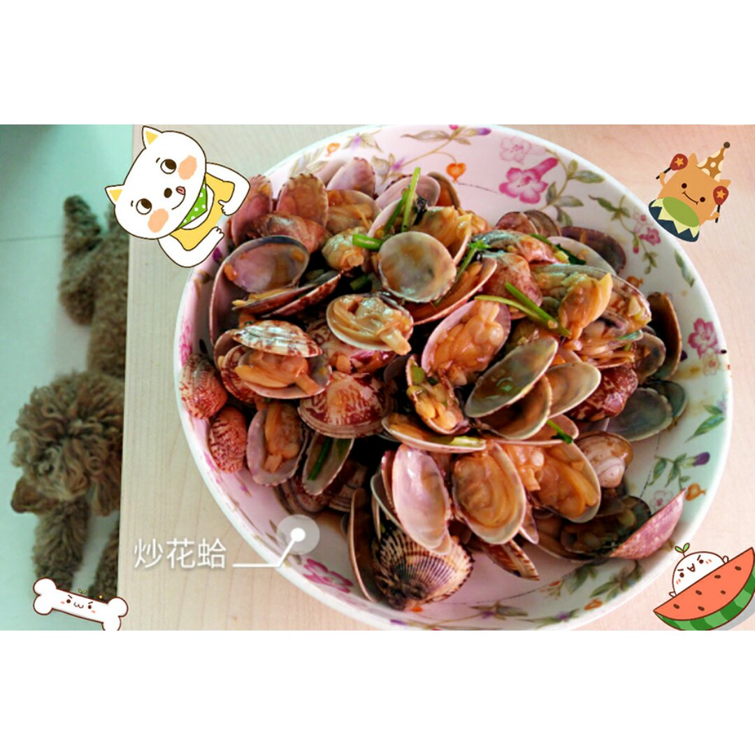 葱炒花蛤