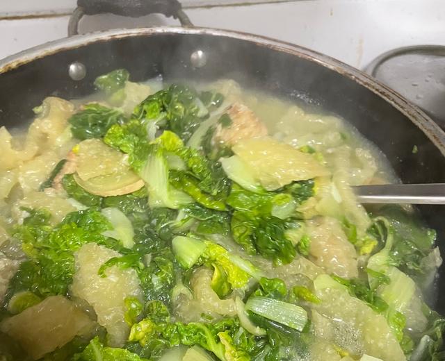 油炸肉皮（膘）青菜汤