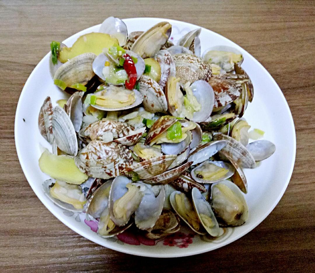 葱炒花蛤