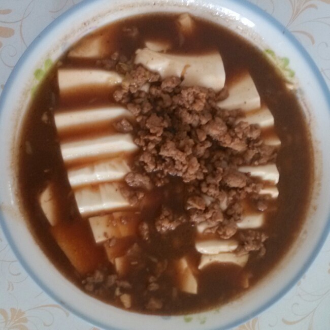 香辣肉末蒸豆腐