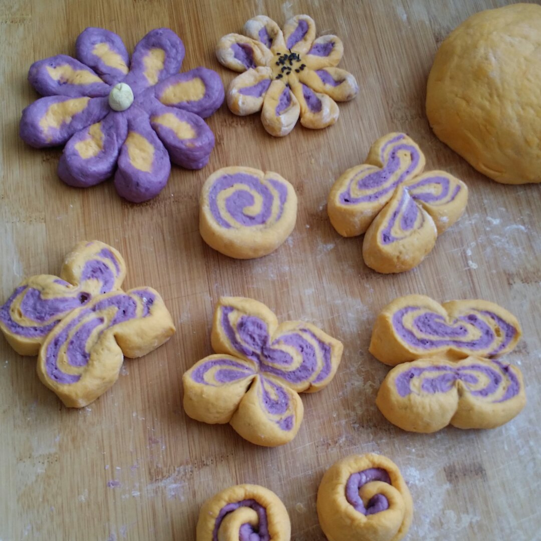 南瓜紫薯花样馒头