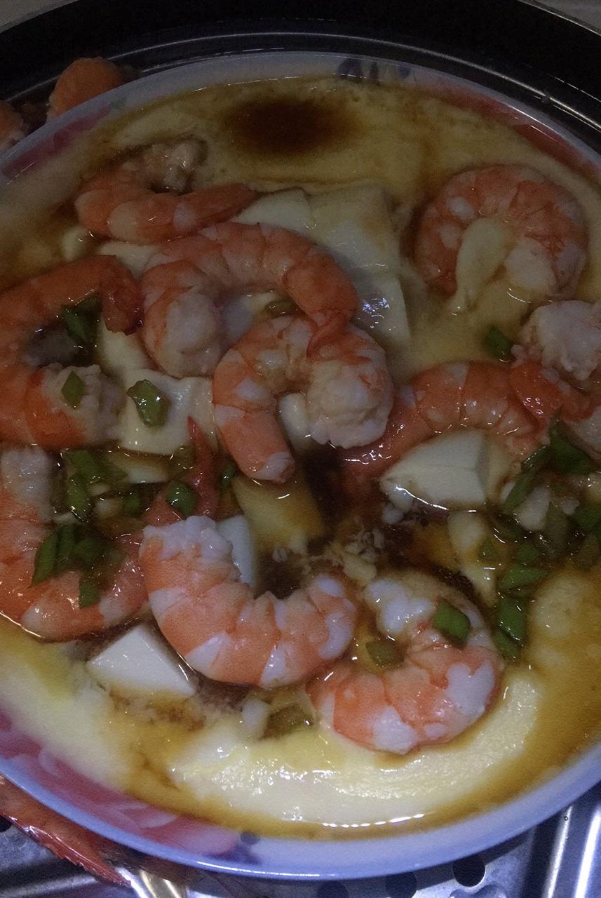 虾仁豆腐蒸水蛋