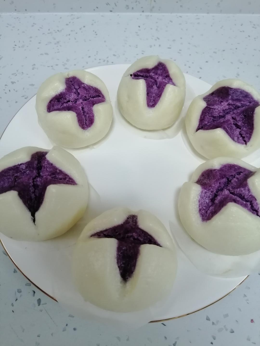 紫薯开花馒头（一次发酵双色馒头）