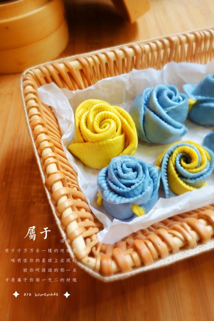 蓝玫瑰花馒头