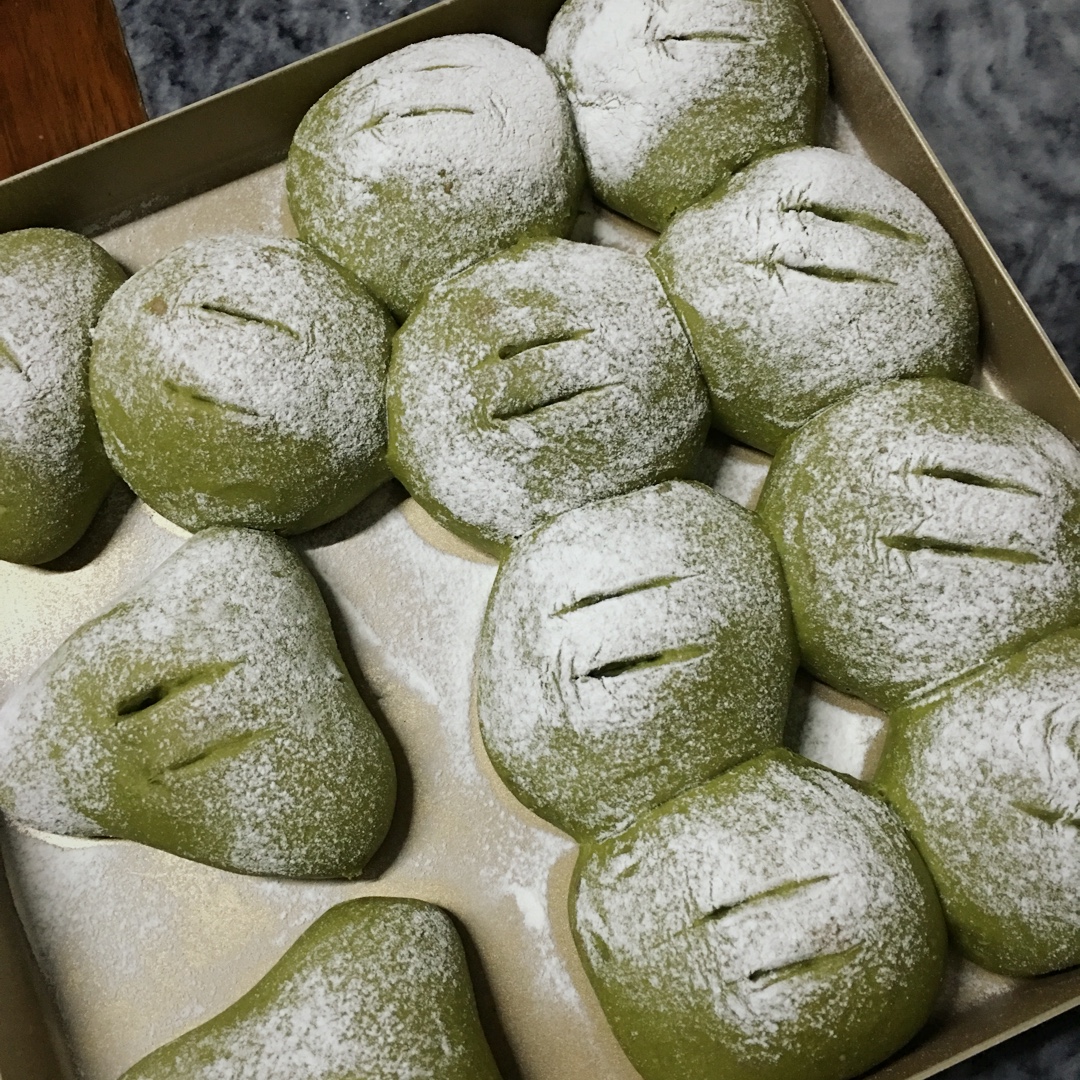 抹茶红豆软面包