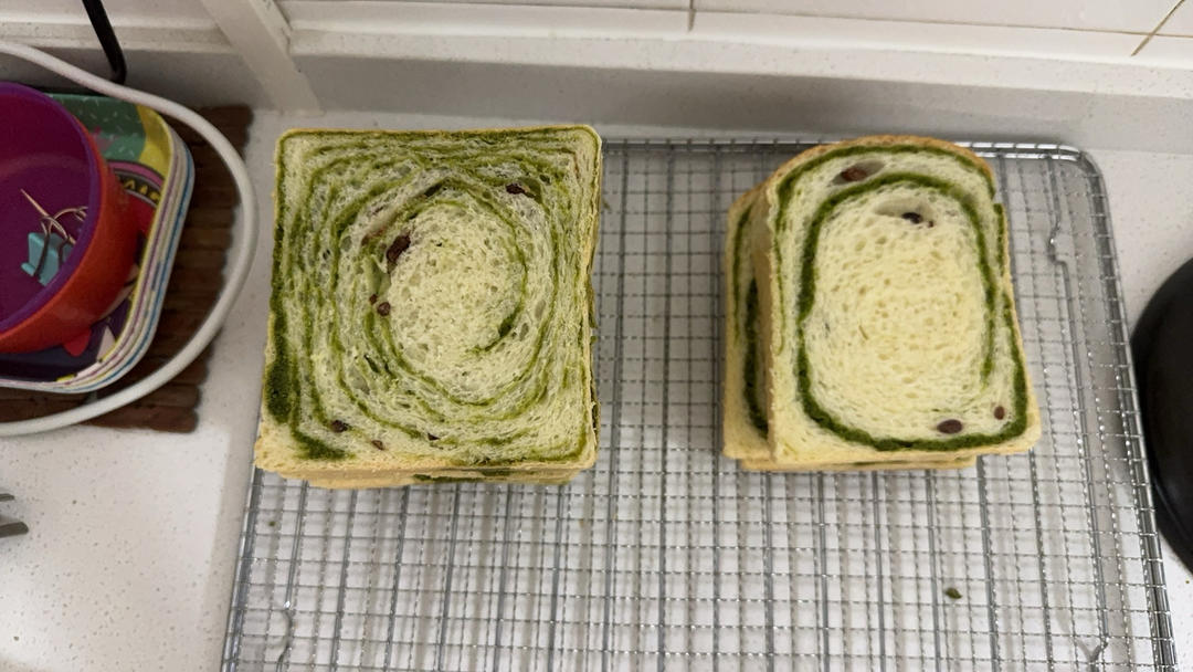 抹茶红豆馅吐司