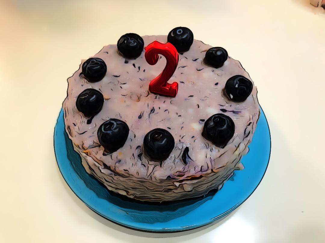 无糖无油儿童生日6寸蓝莓戚风蛋糕