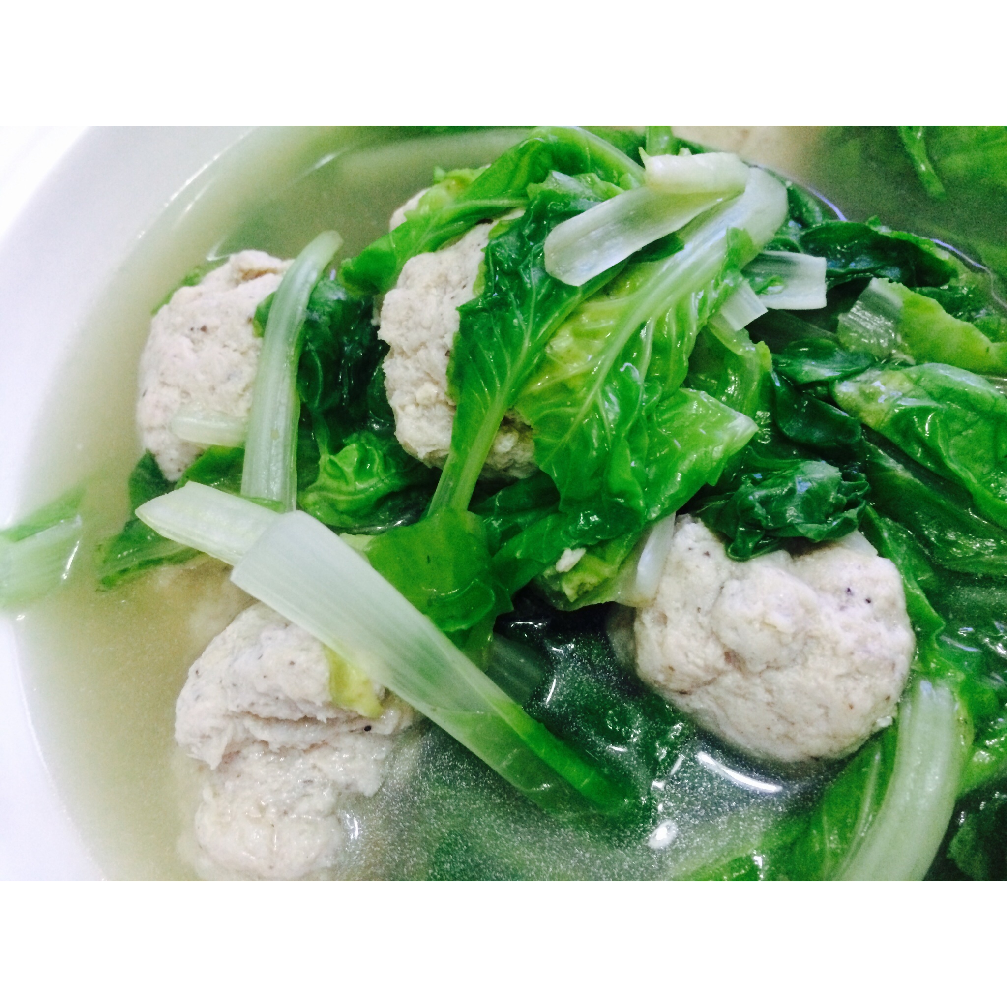 小白菜丸子汤