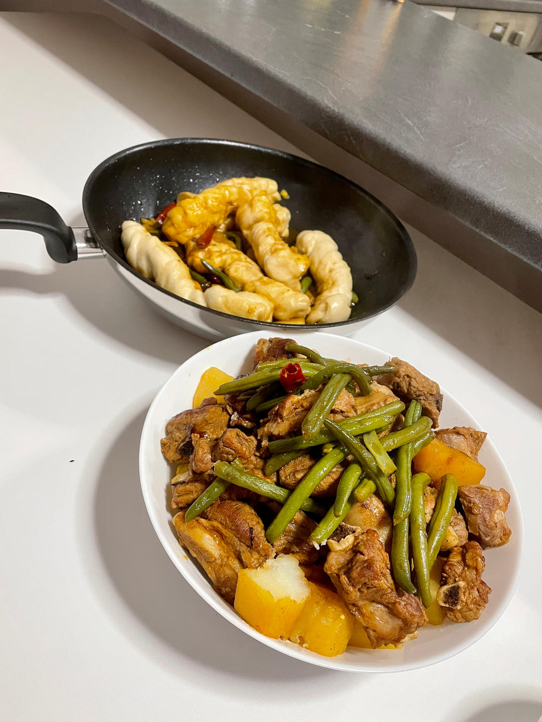 排骨豆角焖卷子
