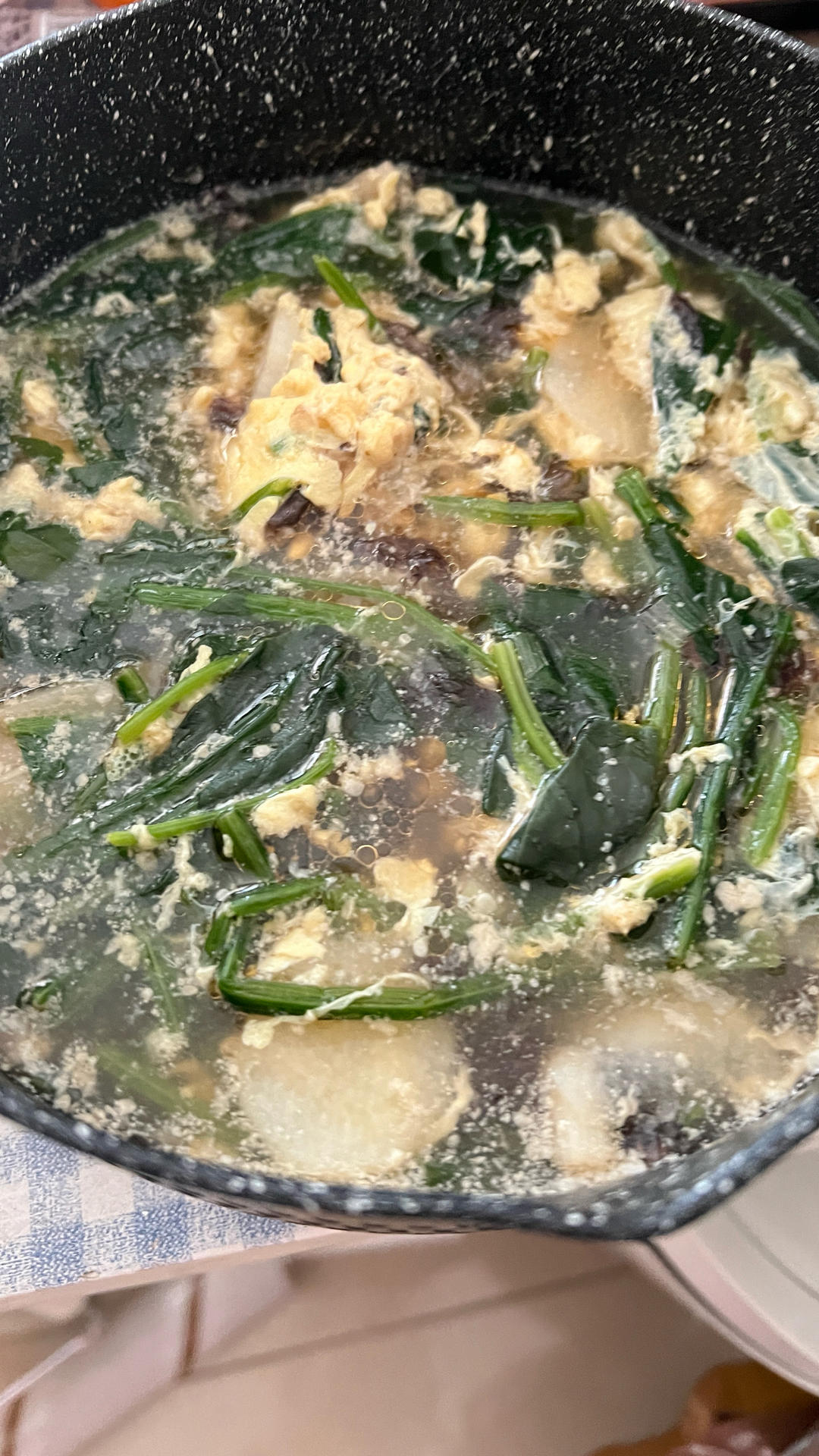 山药菠菜鸡蛋汤