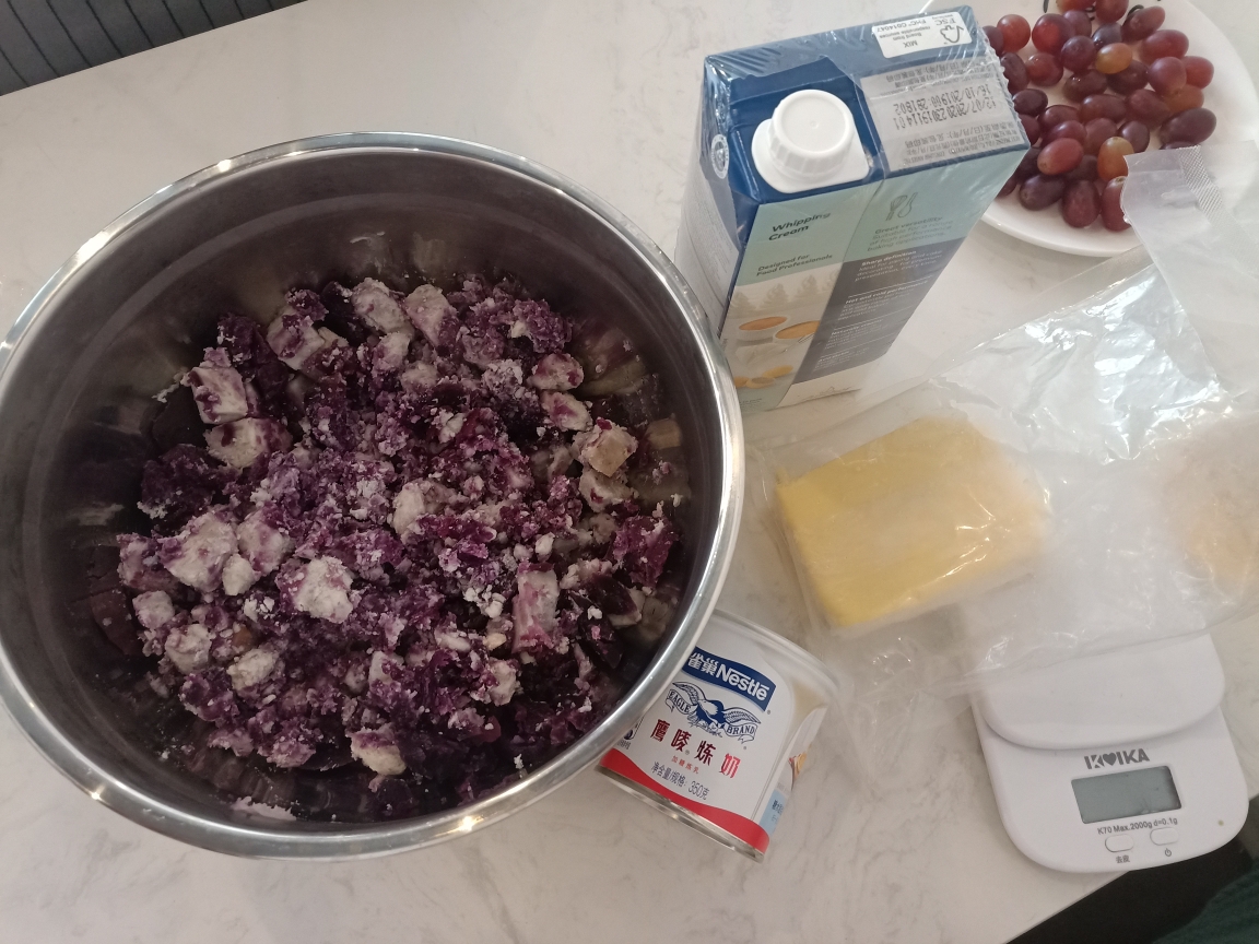 新手紫薯芋泥馅的做法 步骤3