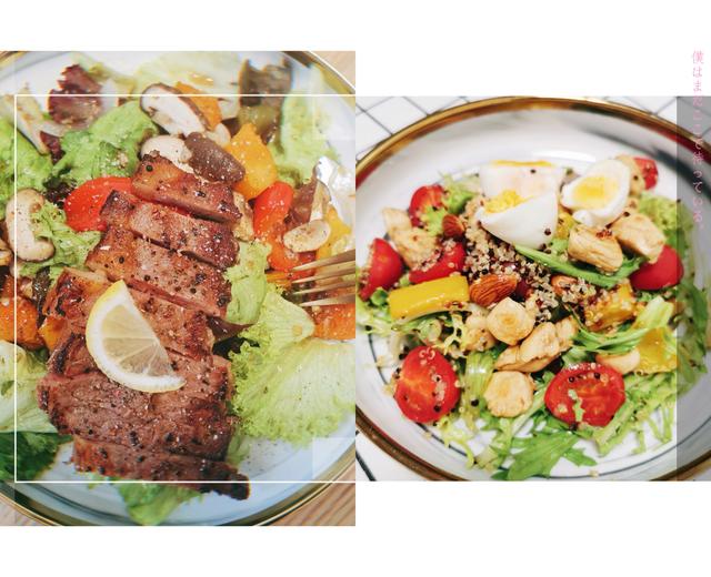 两款低卡减脂沙拉🥗还有秘制沙拉汁哦~的做法