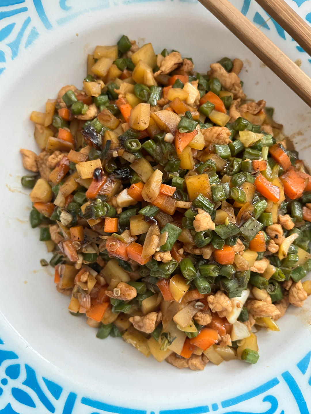 孜然豆角鸡丁「下饭菜」