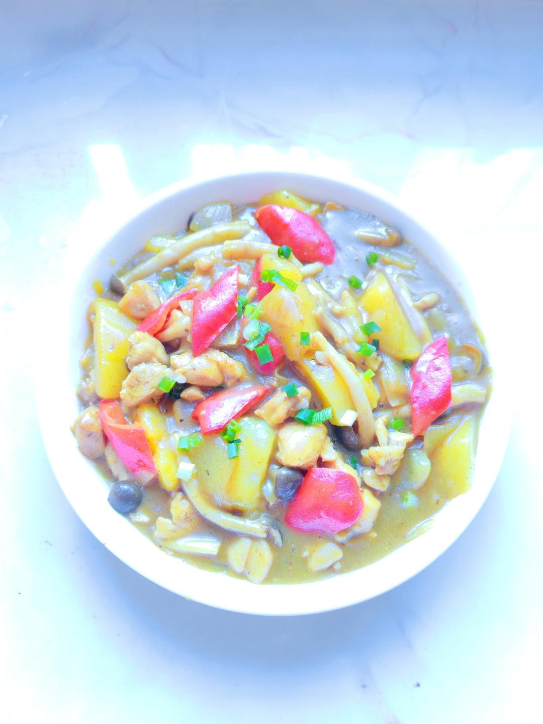 菌菇鸡腿咖喱饭