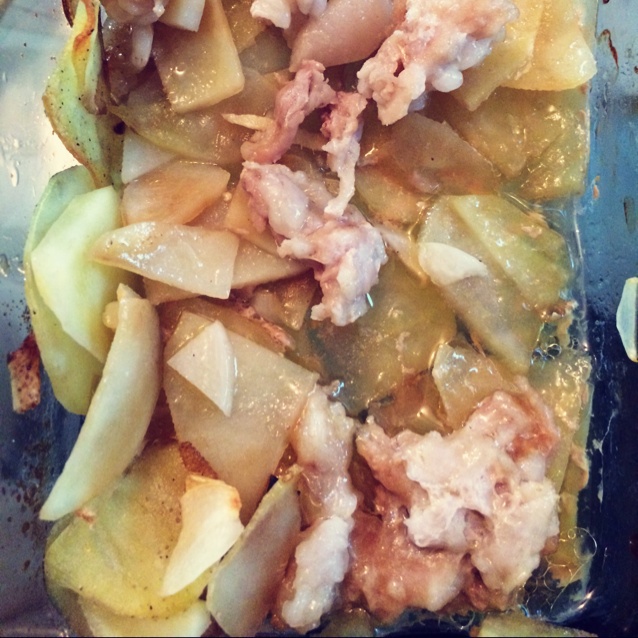 蜜汁五花肉烤土豆
