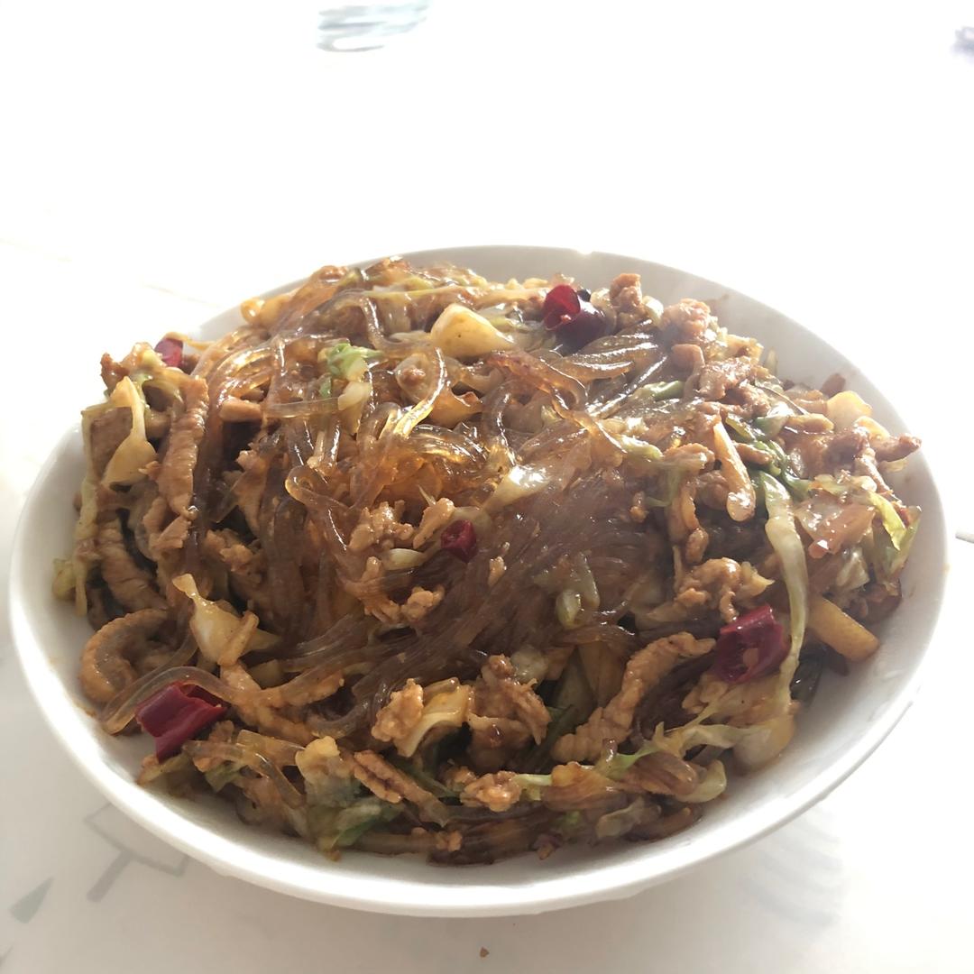 肉末圆白菜（甘蓝菜）炒粉丝【妞的食记】