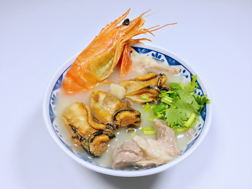 海鲜干货·大虾瑶柱蚝鼓粥的做法