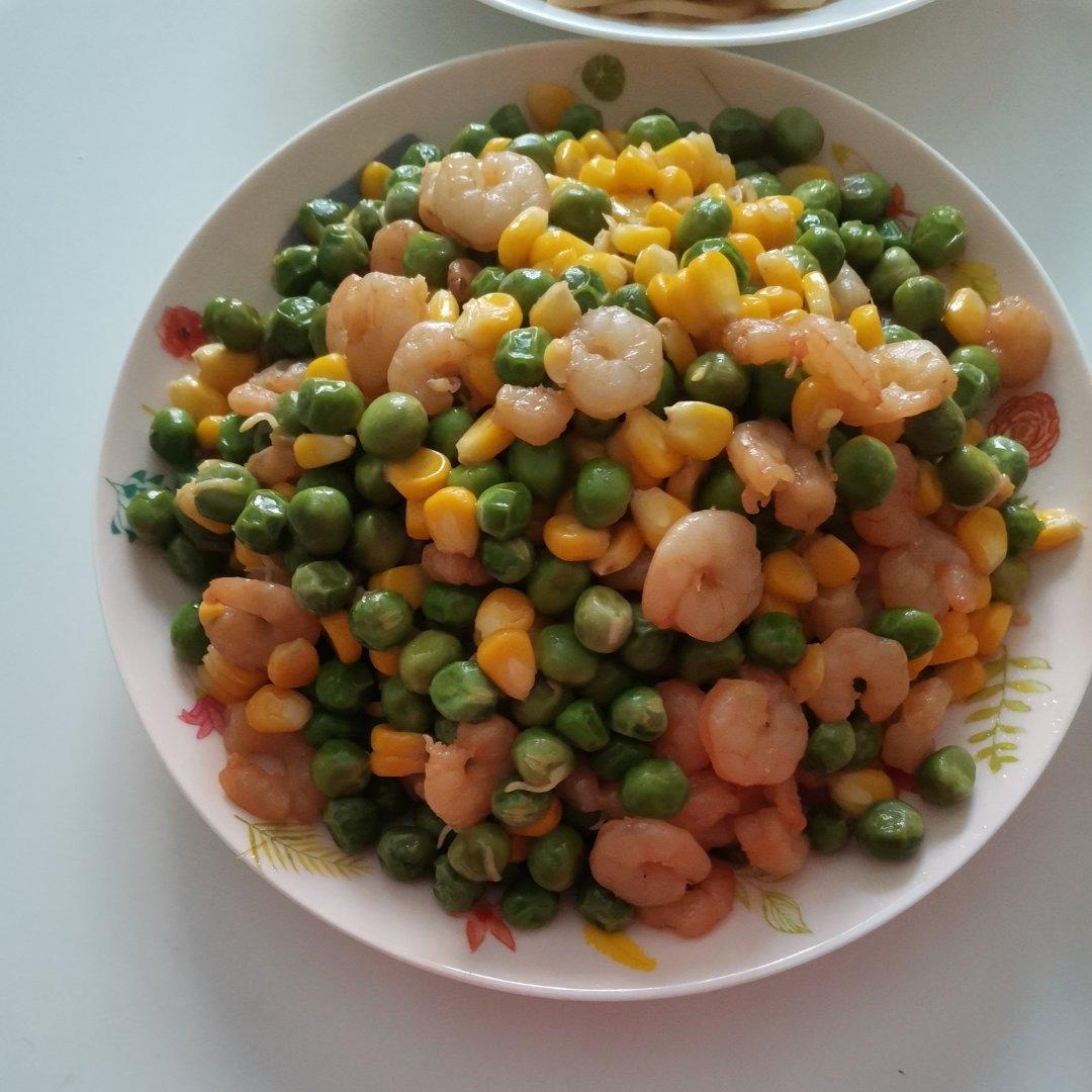 虾仁炒豌豆红萝卜玉米