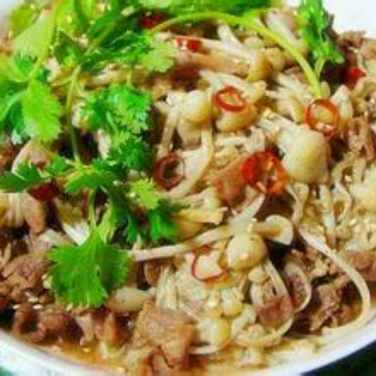 金针菇炒羊肉片