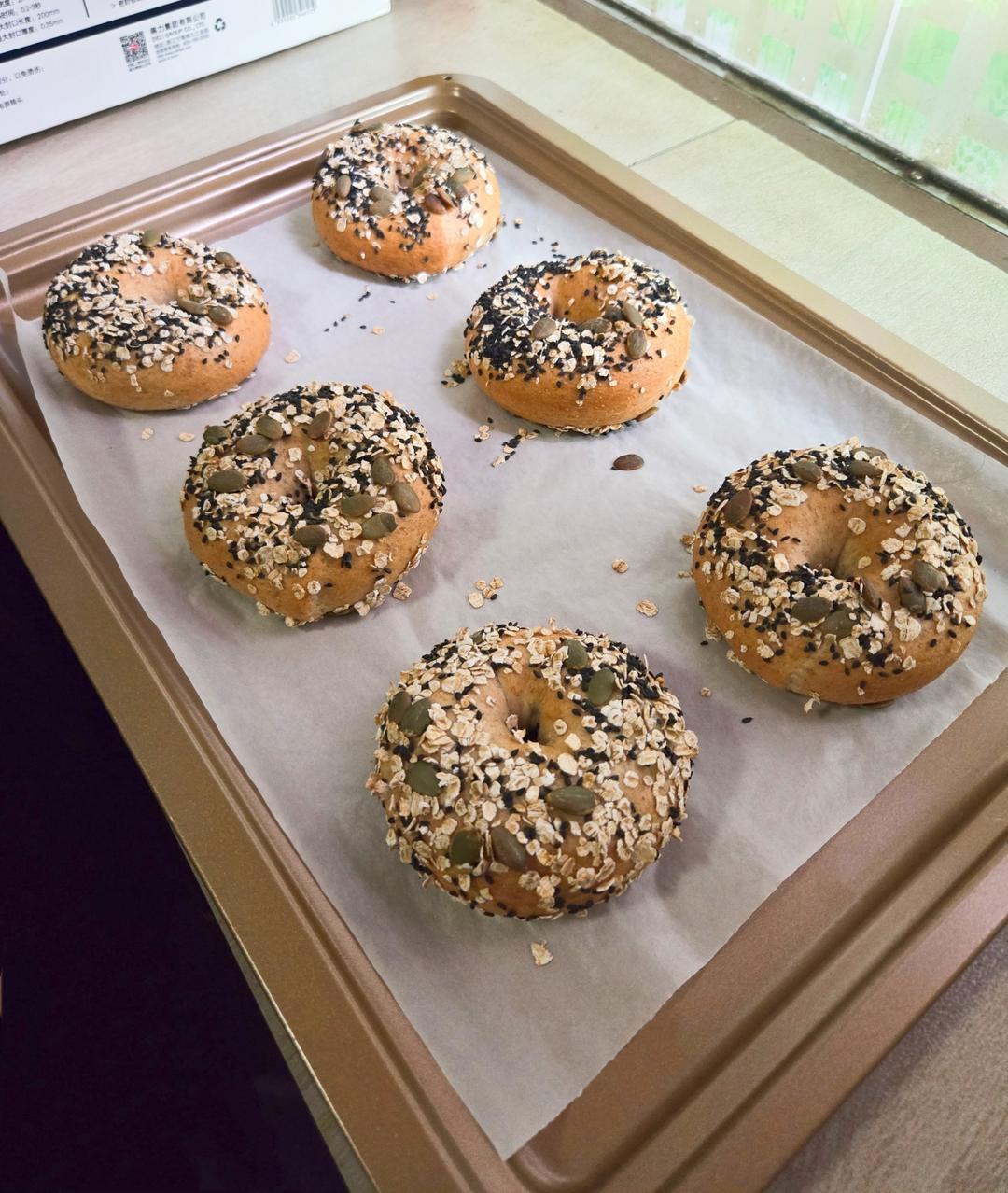 多种子谷物全麦贝果🥯健康低卡｜快手无需手套膜