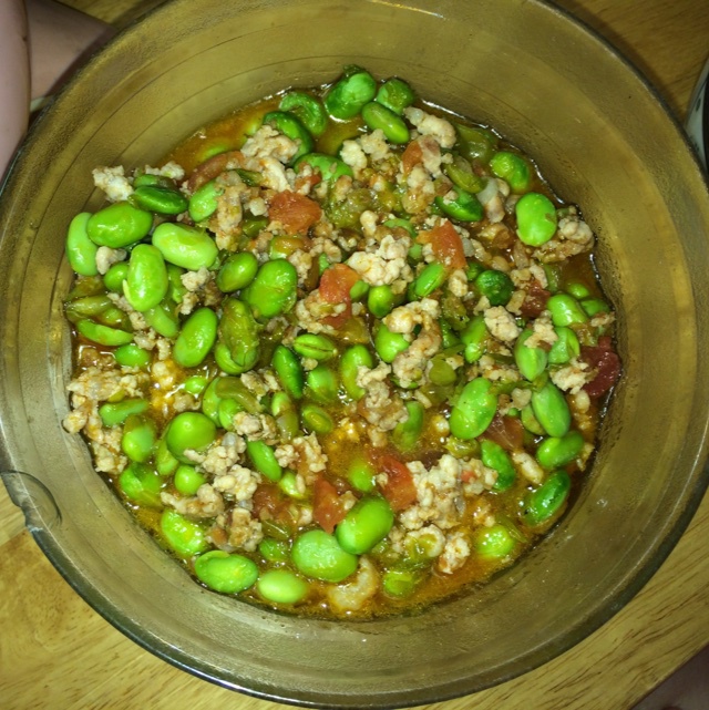 肉末番茄烧毛豆