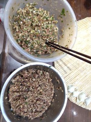 大葱猪肉饺子和香菇莲菜大肉饺子的做法 步骤6