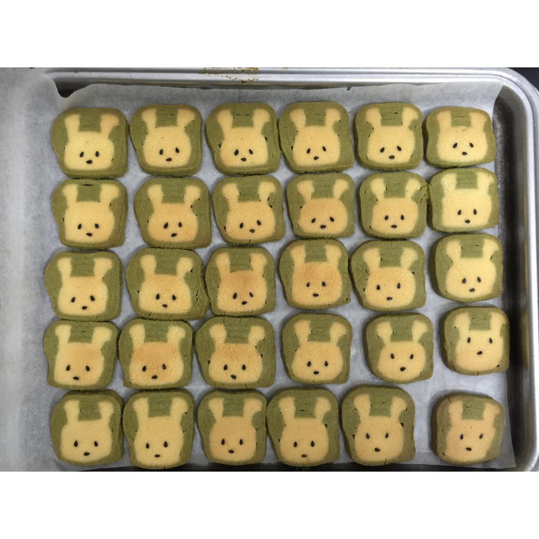 抹茶兔兔曲奇（比熊猫简单！超详细实物图+超良心手绘图）