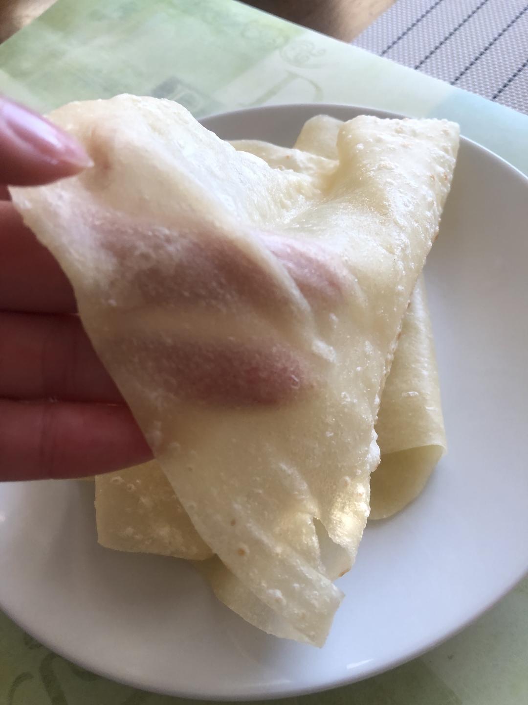 家庭版透着亮的小筋饼的做法