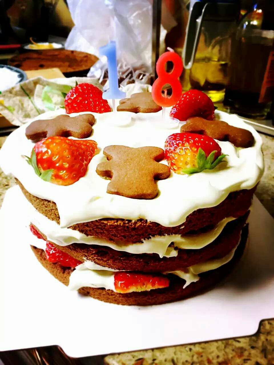 小熊草莓裸蛋糕的做法