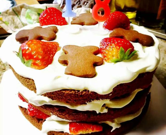 小熊草莓裸蛋糕