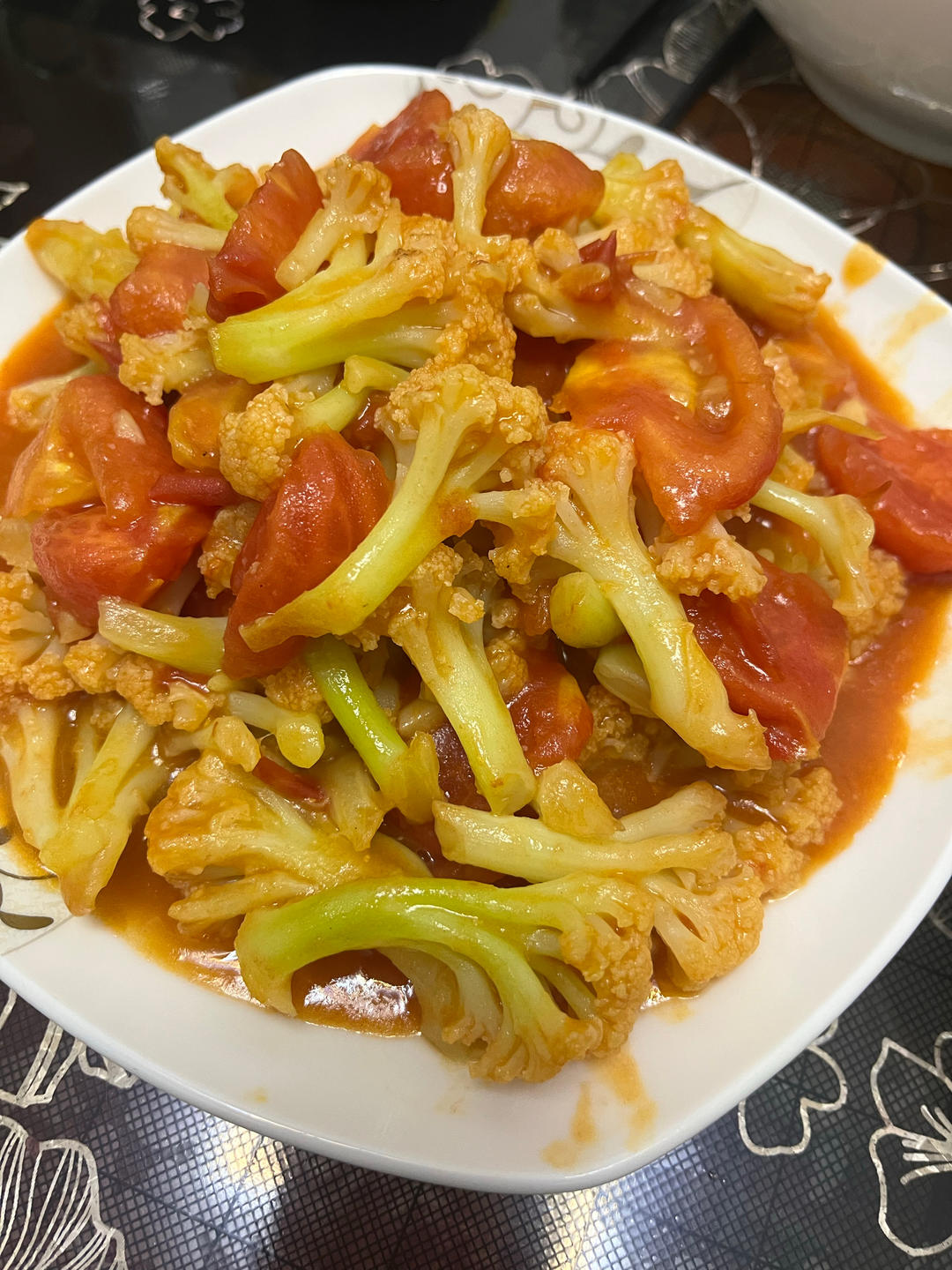 有机花菜炒西红柿
