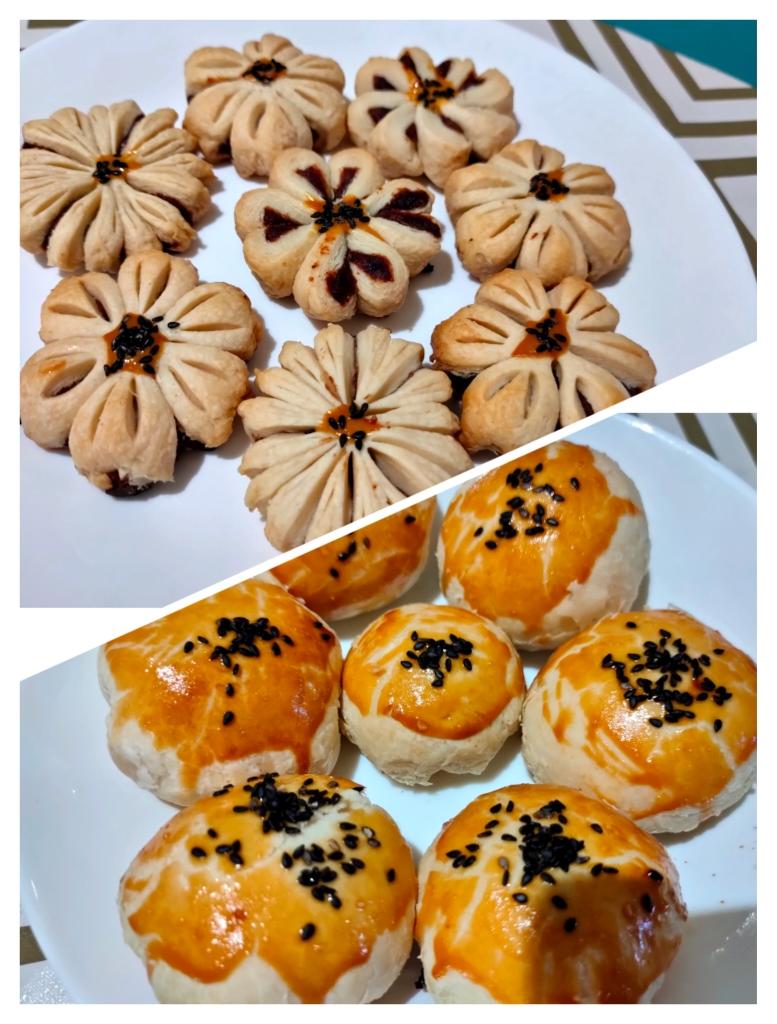 鲜肉月饼和豆沙酥(菊花酥，桃花酥)