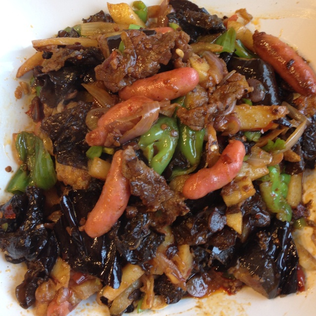 干锅牛肉炒油豆腐