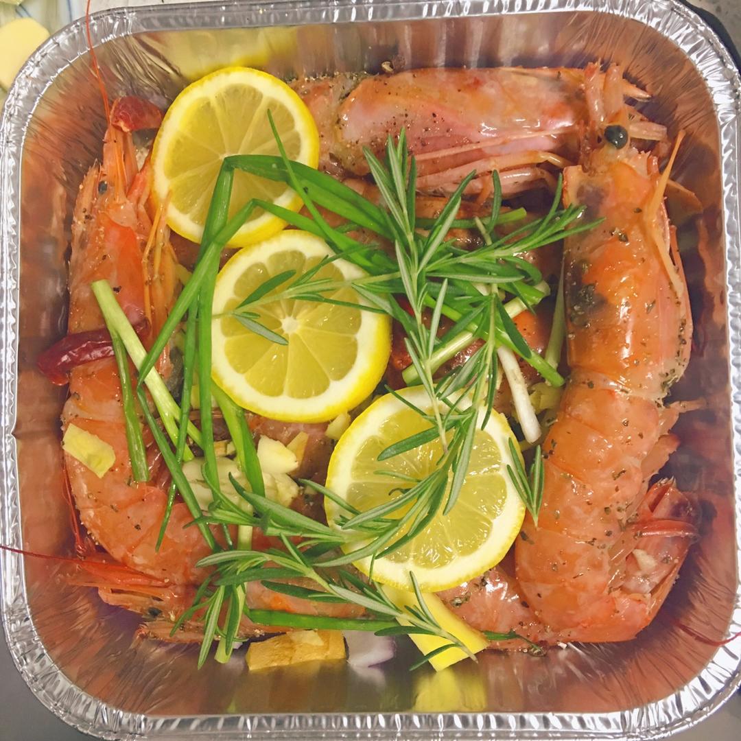 迷迭香菌味烤虎虾