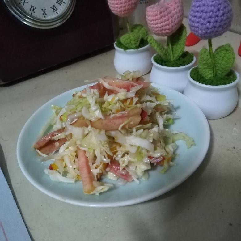 酸甜包菜丝（苹果拌卷心菜）【无油无糖素食】