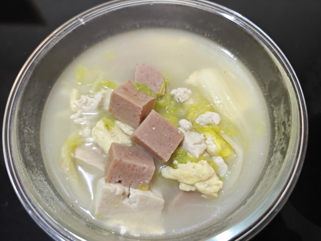 娃娃菜豆腐三鲜汤