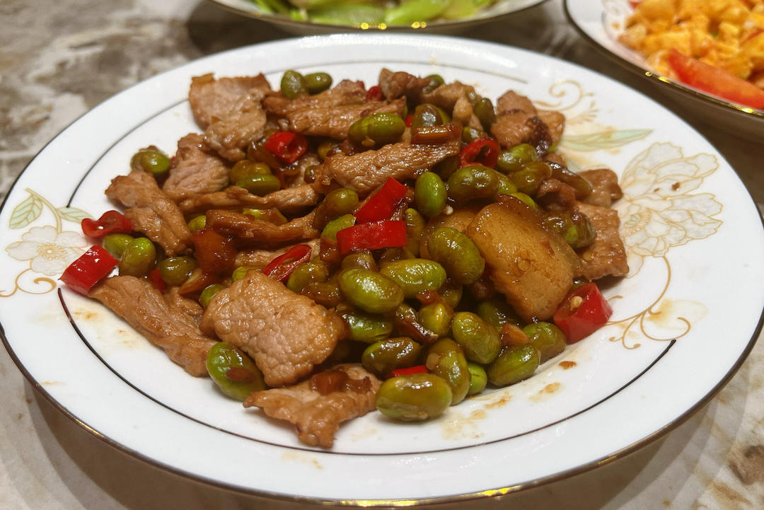 毛豆炒肉