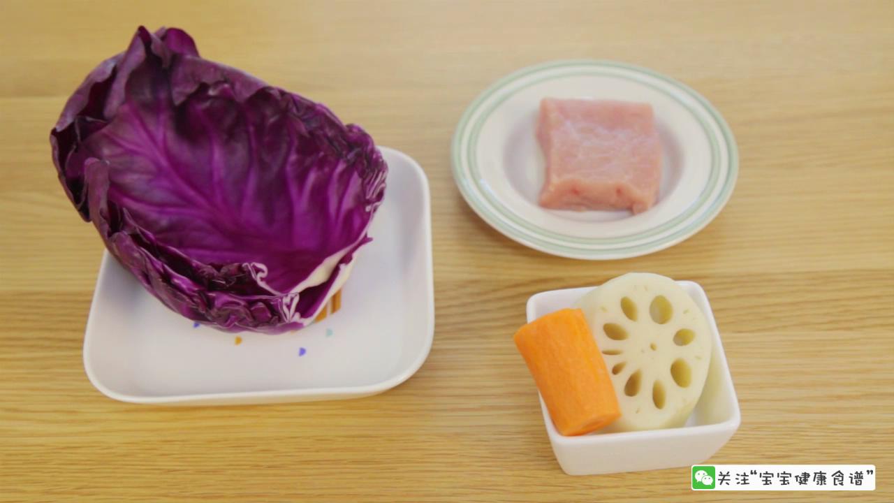 紫甘蓝包肉卷  宝宝辅食食谱的做法 步骤1