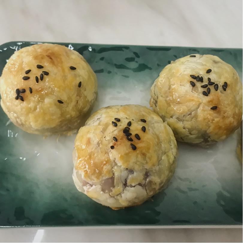 蛋挞皮版蛋黄酥（香芋紫薯馅）