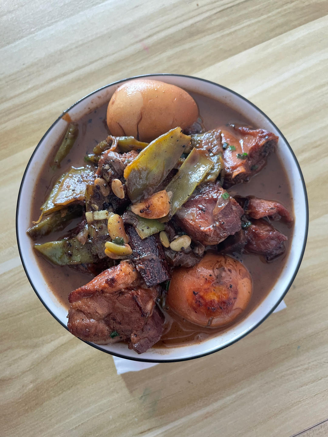 自制红烧排骨炖扁豆角