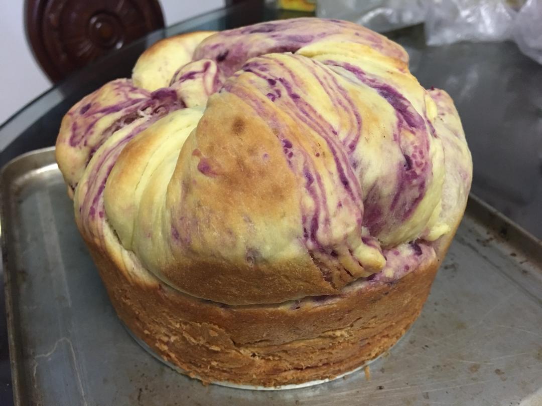 入门级不用揉出膜的手撕紫薯面包无黄油版
