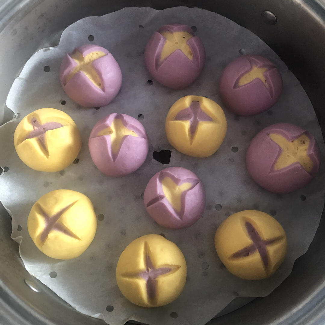 南瓜紫薯花样馒头