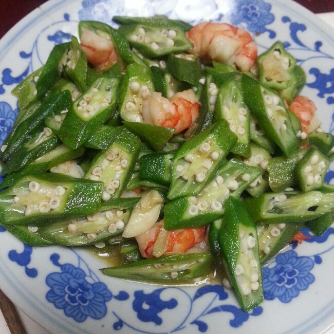 秋葵炒虾仁