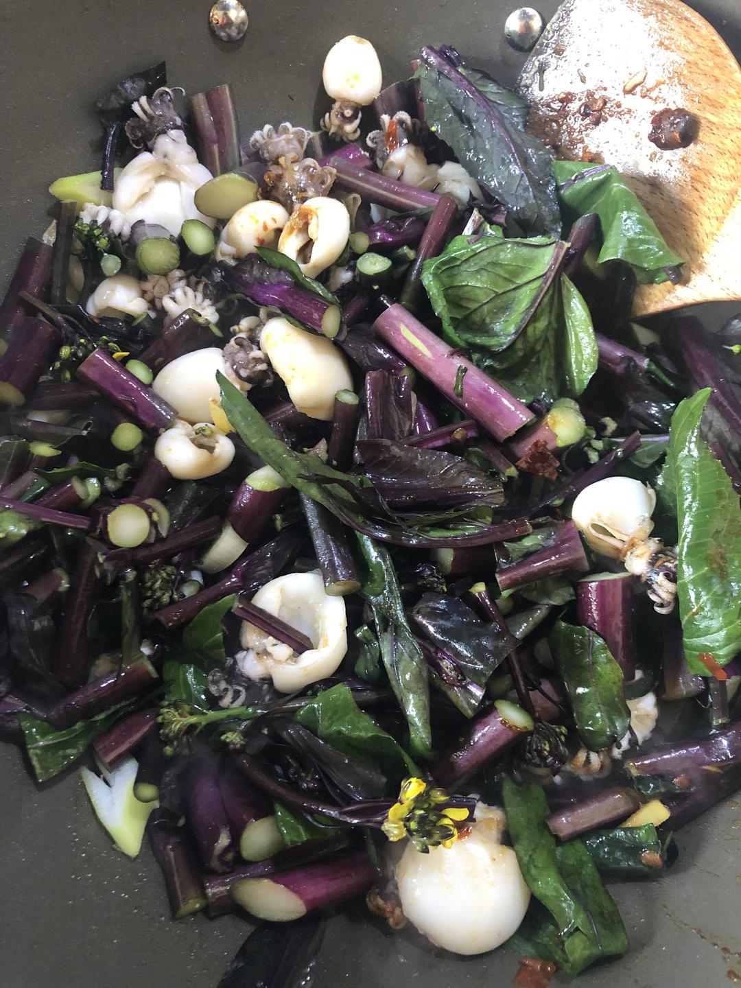 紫菜苔和墨鱼仔的完美邂逅的做法