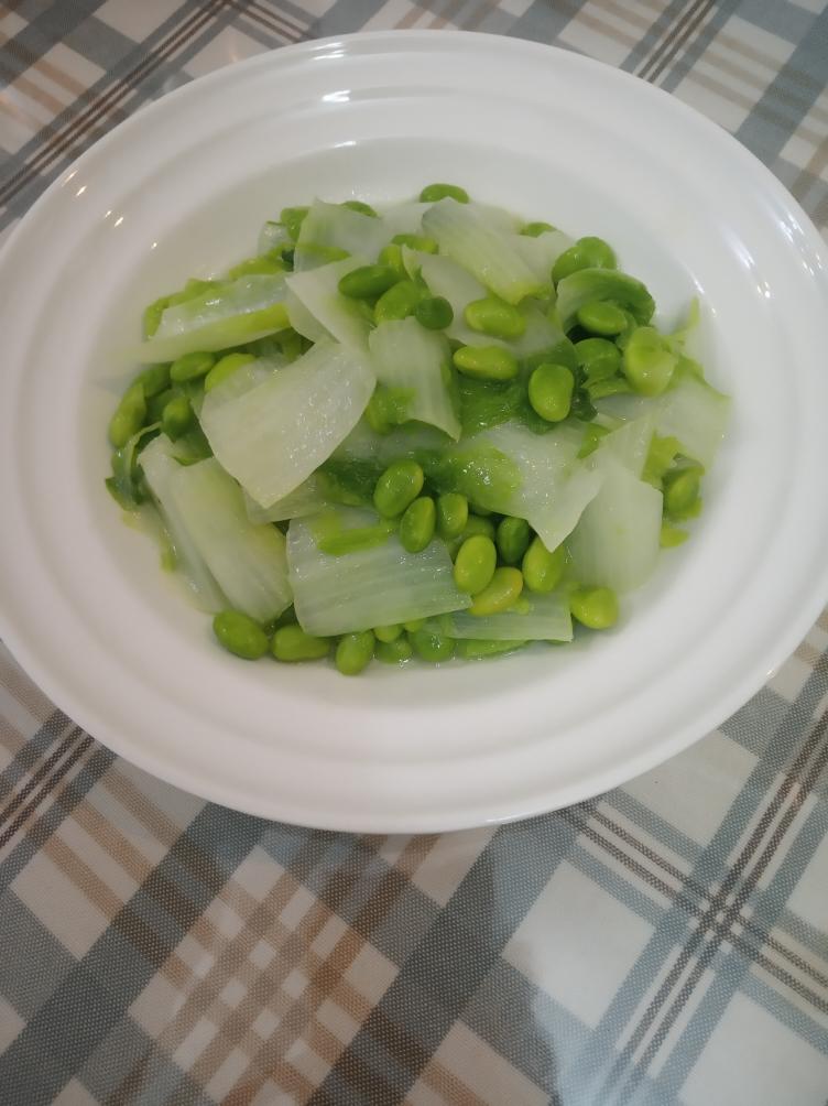 炒小白菜毛豆米