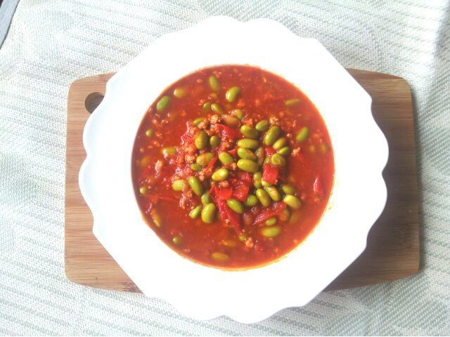 肉末番茄烧毛豆